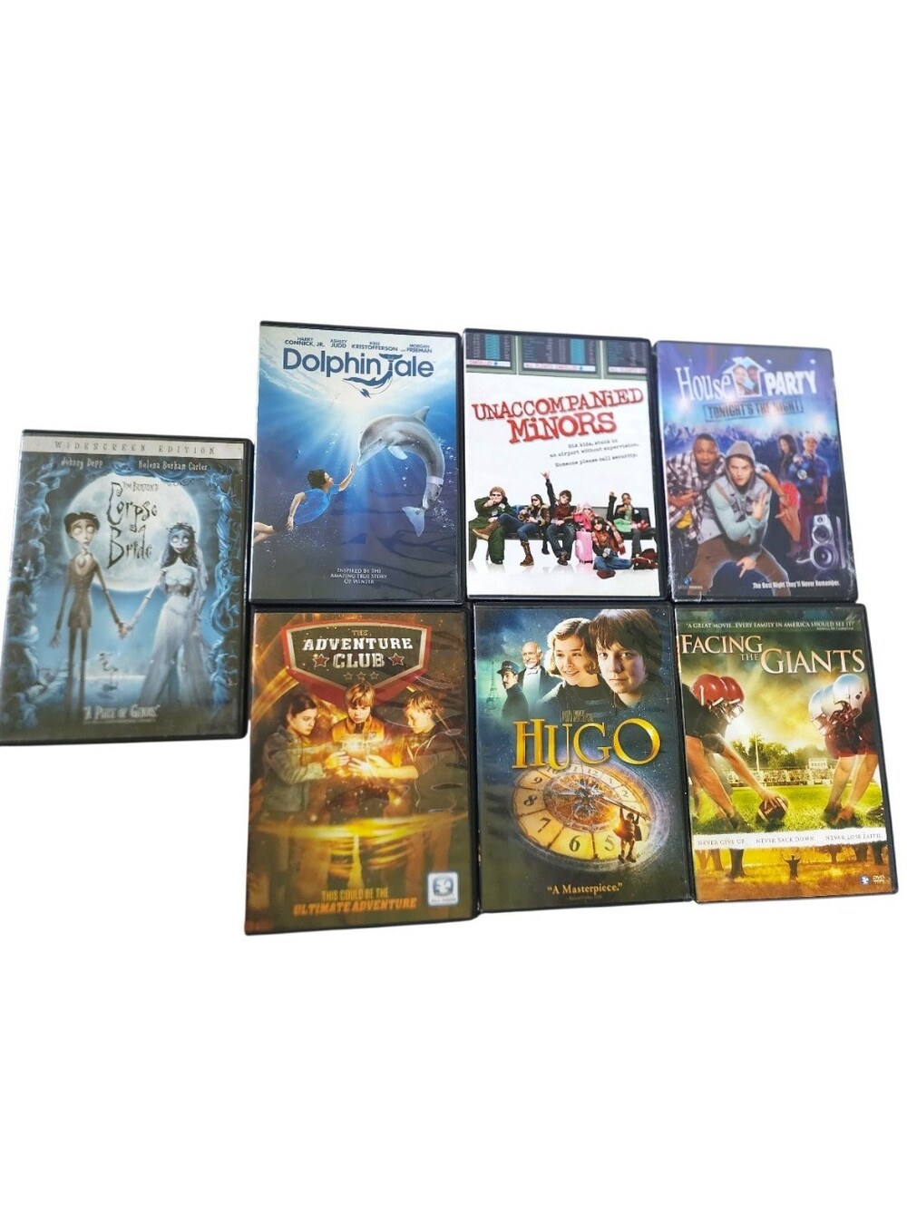 7pc Lot Of Family/Action DVD Set-Hugo, Corpse Bride, Dolphin Tale, Etc